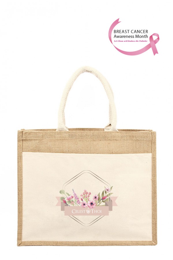 Diamond Floral Jute Bag